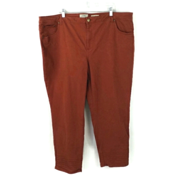 LOGO Lori Goldstein Rust Denim Moto Ankle Length Skinny Jeans Womens 26W EUC - Picture 1 of 15